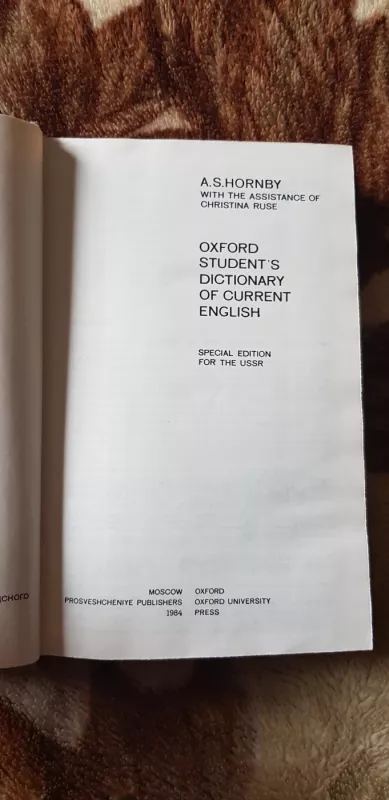 Oxford Student's Dictionary of Current English - A. S. Hornby, knyga 3