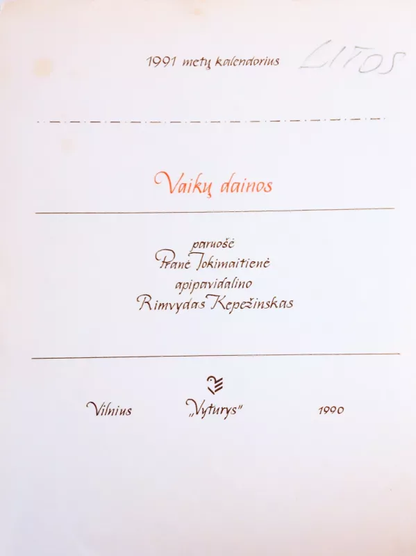 kalendorius vaiku dainos - Autorių Kolektyvas, knyga 4