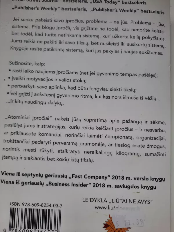 Atominiai įpročiai - James Clear, knyga 2