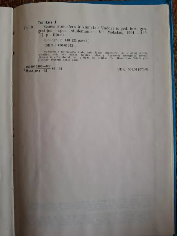Žemės atmosfera ir klimatai - Juozas Tomkus, knyga 5