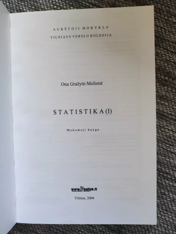 Statistika I - Ona Gražytė-Molienė, knyga 4