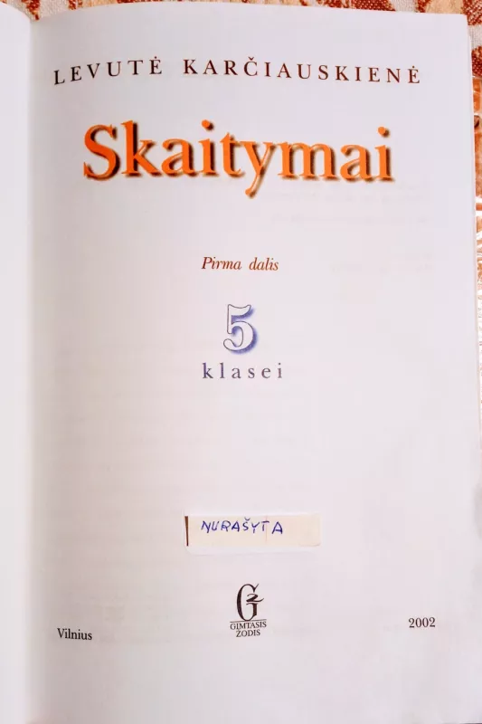 skaitymai 5 klasei pirma dalis - Levutė Karčiauskienė, knyga 3