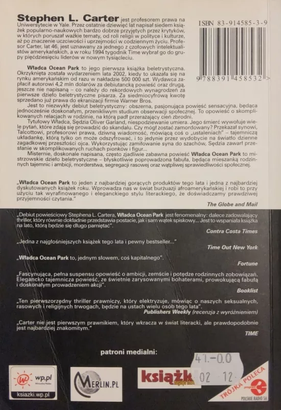Władca ocean park - Stephen Carter, knyga 3