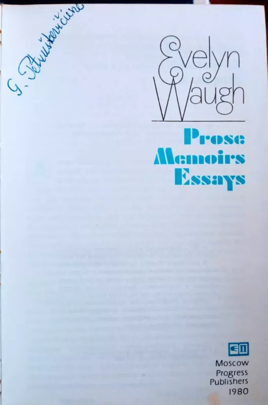 Prose, Memoirs, Essays - Evelyn Waugh, knyga 3