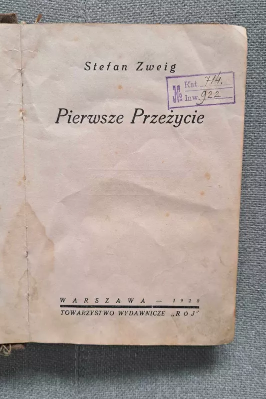 Pierwsze Przezycie - Stefan Zweig, knyga 2