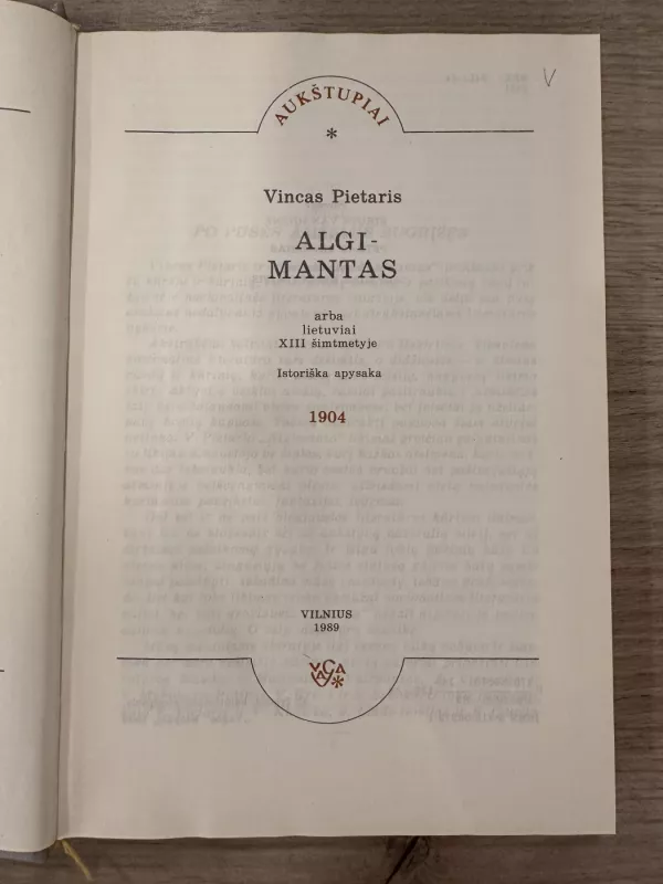 Algimantas - Vincas Pietaris, knyga 3