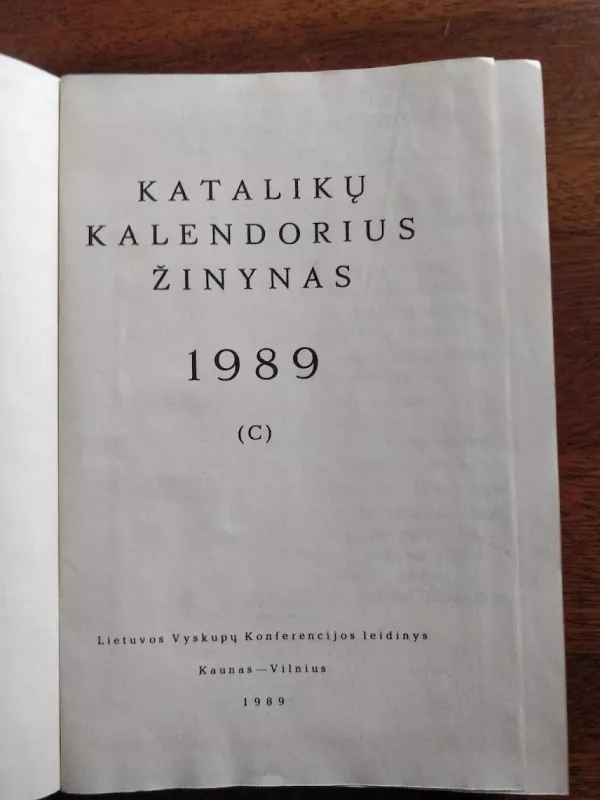 Katalikų kalendorius žinynas 1989 - Autorių Kolektyvas, knyga 3