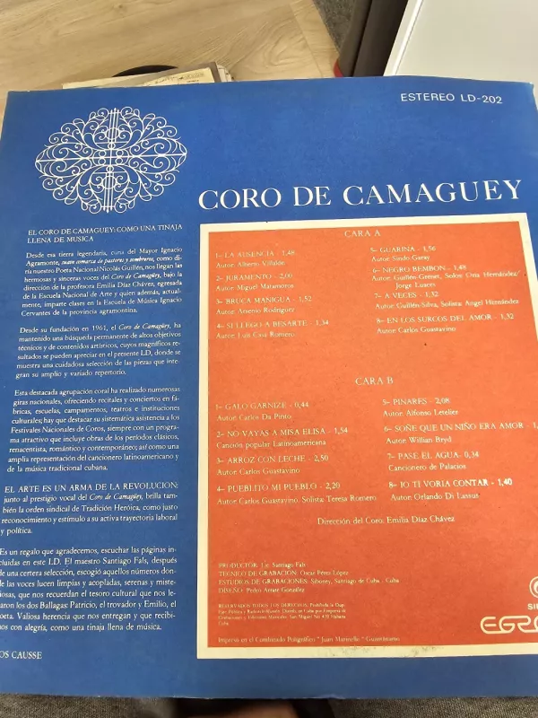 Coro De Camaguey - Coro De Camaguey - Coro De Camaguey, plokštelė 2
