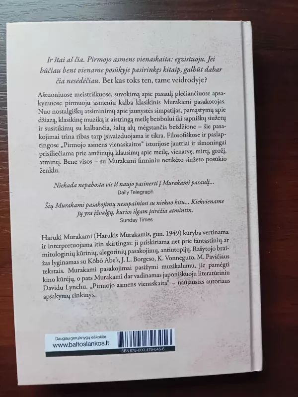 Pirmojo asmens vienaskaita - Haruki Murakami, knyga 3