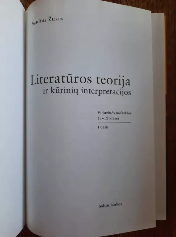 Literatūros teorija ir kūrinių interpretacijos (I dalis) - Saulius Žukas, knyga 4