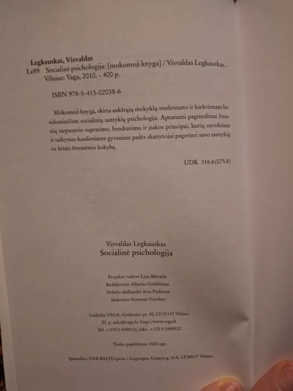 Socialinė psichologija - Visvaldas Legkauskas, knyga 6