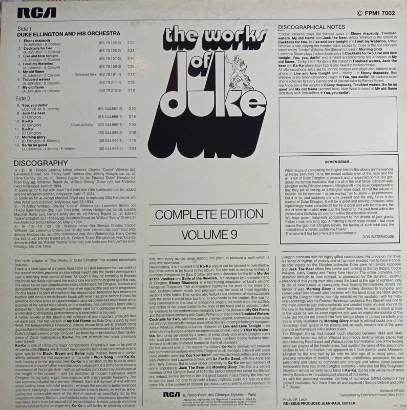 Duke Ellington And His Orchestra - The Works Of Duke - Integrale Volume 9 - Duke Ellington And His Orchestra, plokštelė 3