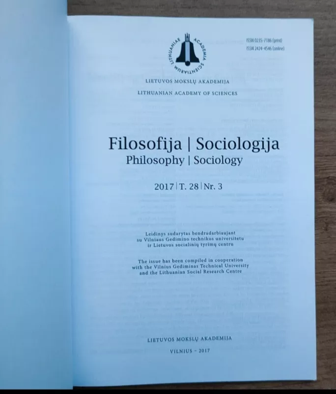 Filosofija. Sociologija 2017 m. NR 3 - Grupė autorių, knyga 3