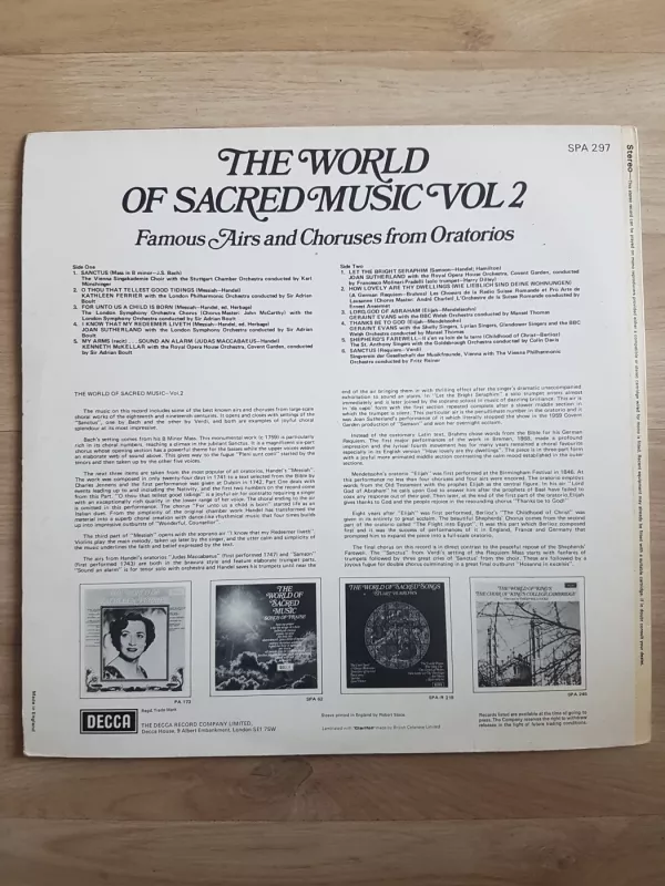 Various - The World Of Sacred Music Vol. 2 (Famous Airs And Choruses From Oratorios) - Various ., plokštelė 3