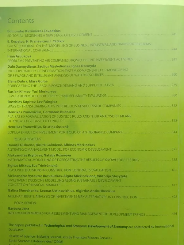 Technological and economic development of economy 2008 14(3) - Editor-in-chief Edmundas Kazimieras Zavadskas, knyga 4