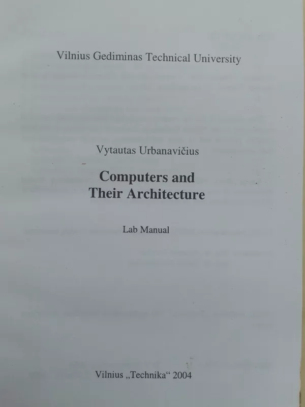 Computers and their architecture: Lab Manual - Vytautas Urbanavičius, knyga 3
