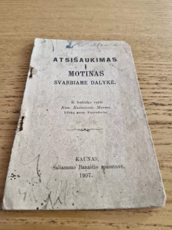 ATSIŠAUKIMAS Į MOTINAS SVARBIAME DALYKE - Kun. Kazimieras Marma, knyga 2