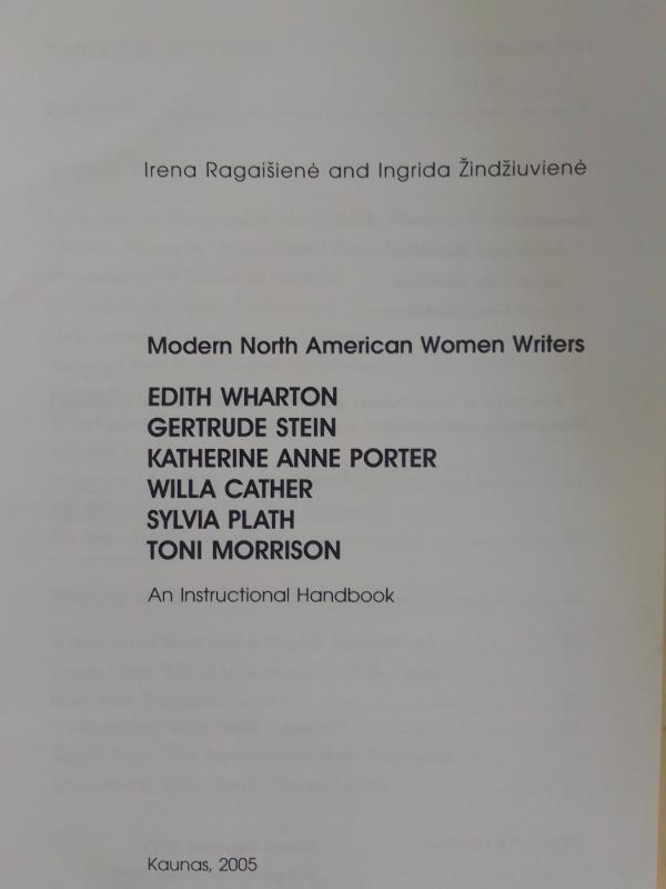 Modern North American women writers - Irena Ragai.ienė, Ingrida Žindžiuvienė, knyga 3