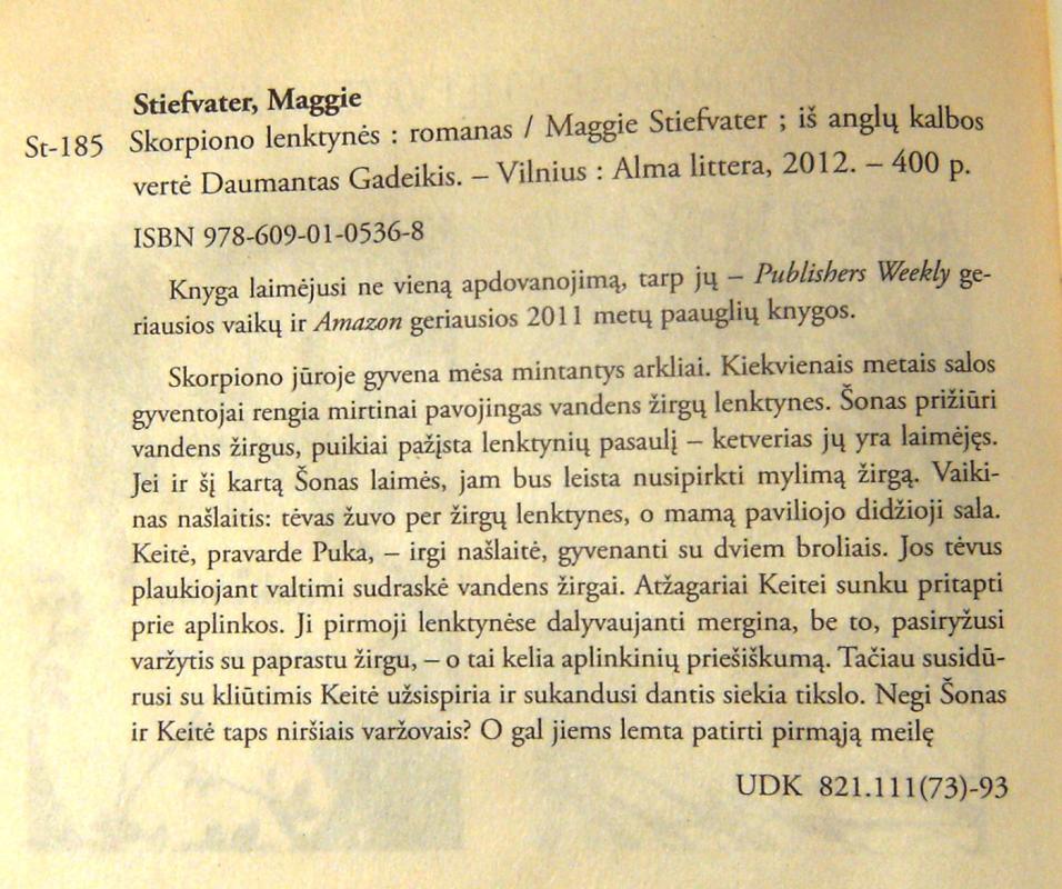 Skorpiono lenktynės - Maggie Stiefvater, knyga 6