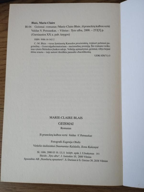 Geismai - Marie Claire Blais, knyga 4