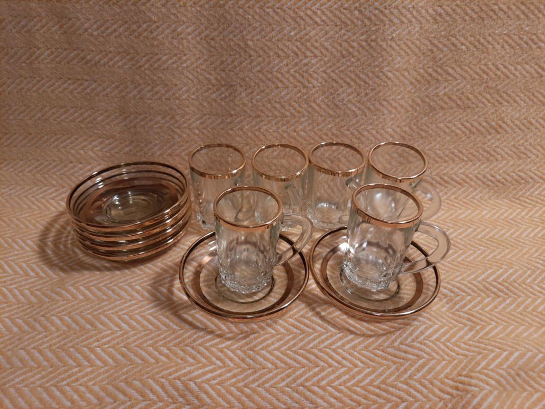 6 stiklinių puodelių (60 ml) komplektas su lėkštelėmis - , namai ir interjeras 4