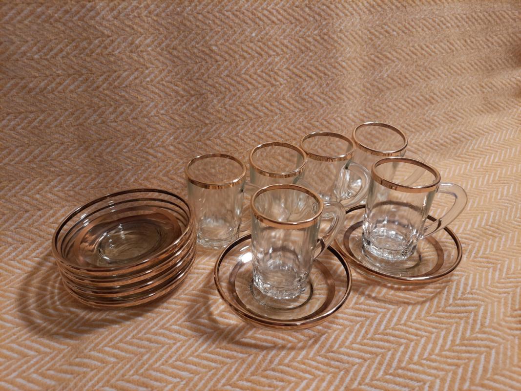 6 stiklinių puodelių (60 ml) komplektas su lėkštelėmis - , namai ir interjeras 2