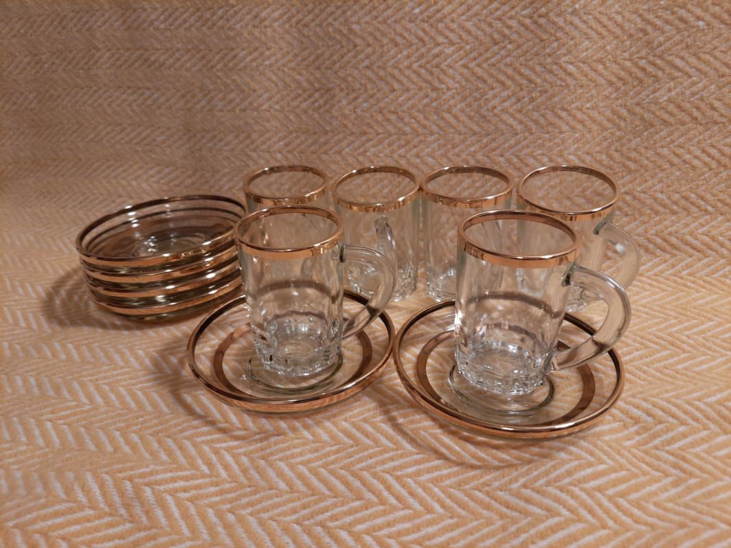 6 stiklinių puodelių (60 ml) komplektas su lėkštelėmis - , namai ir interjeras 3