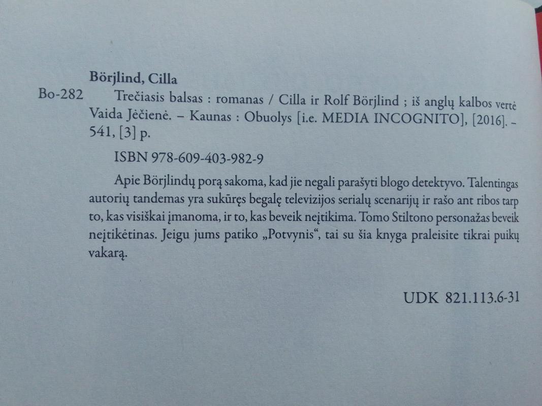 Trečiasis balsas - Cilla ir Rolf Borjlind, knyga 3