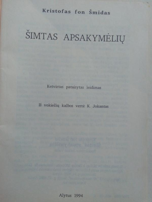 Šimtas apsakymėlių - Kristofas von Šmidas, knyga 3