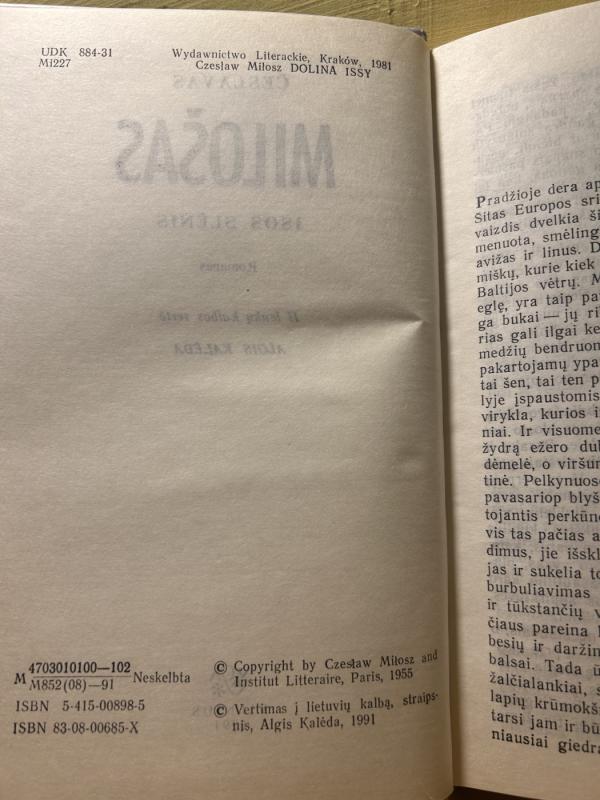 Isos slėnis - Česlovas Milošas, knyga 4