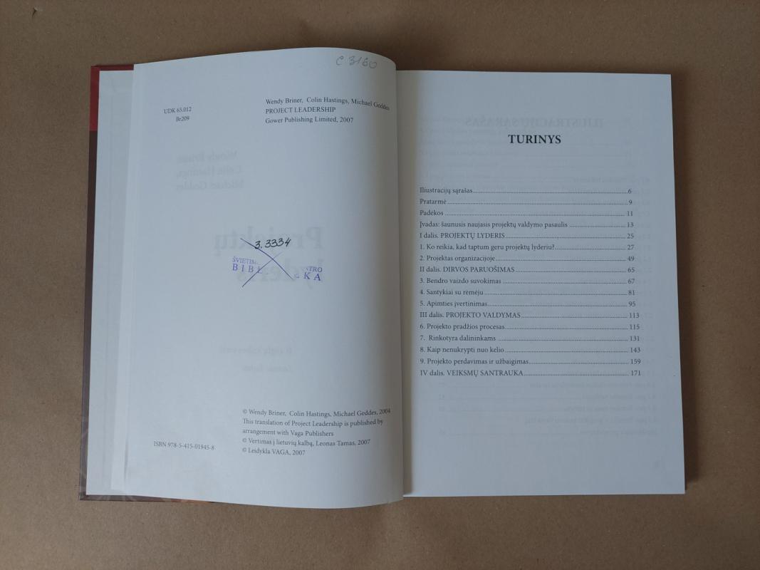 Projektų lyderis - W. Briner, C.  Hastings, M.  Geddes, knyga 3