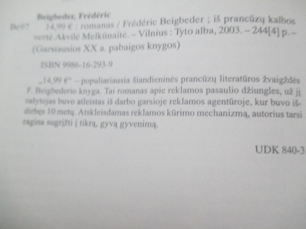 14.99 € - Frederic Beigbeder, knyga 4