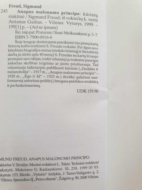 Anapus malonumo principo - Sigmund Freud, knyga 4