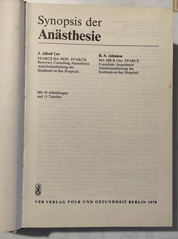 Synopsis der Anästhesie - K. Feller / H. Hüller, knyga 3