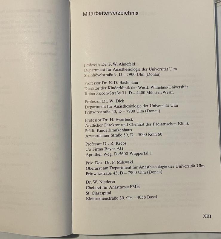 Kinder anästhesie - W. Dick / F.W. Ahnefeld, knyga 6