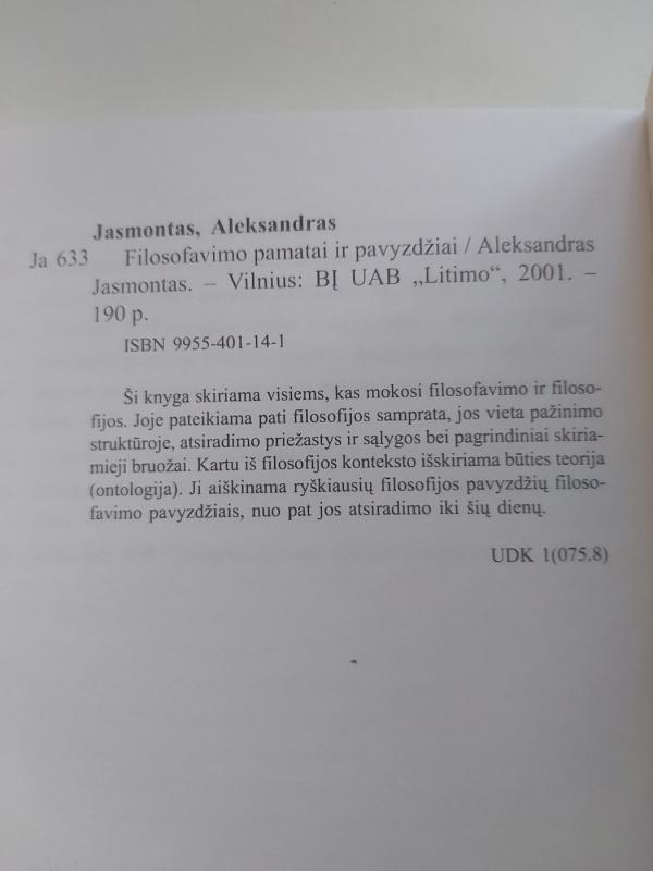 Filosofavimo pamatai ir pavyzdžiai - Aleksandras Jasmontas, knyga 3