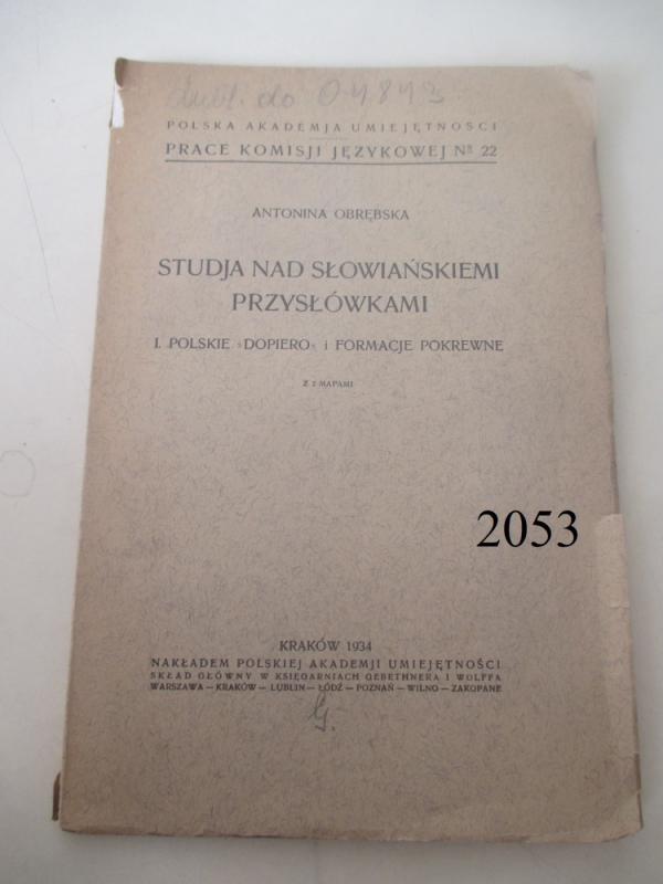 Studia nad slowianskimi przyslowkami - Antonina Obrebska, knyga 2