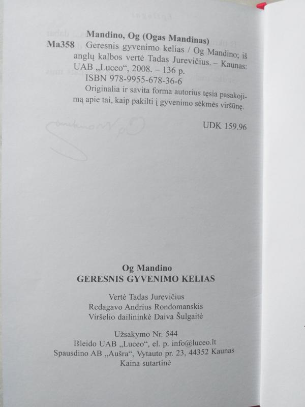 Geresnis gyvenimo kelias - Og Mandino, knyga 3