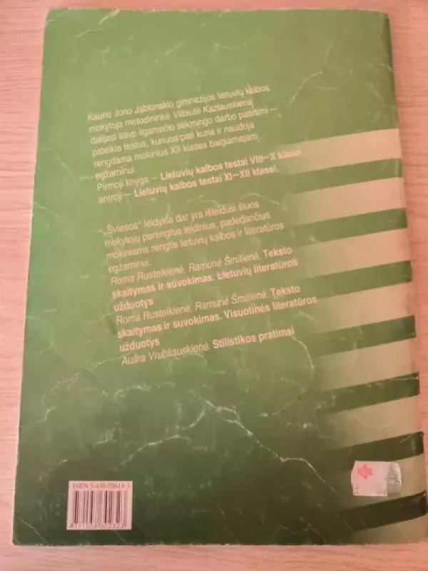 Lietuvių kalbos testai 8-10 klasėms - Viltautė Kazlauskienė, knyga 3