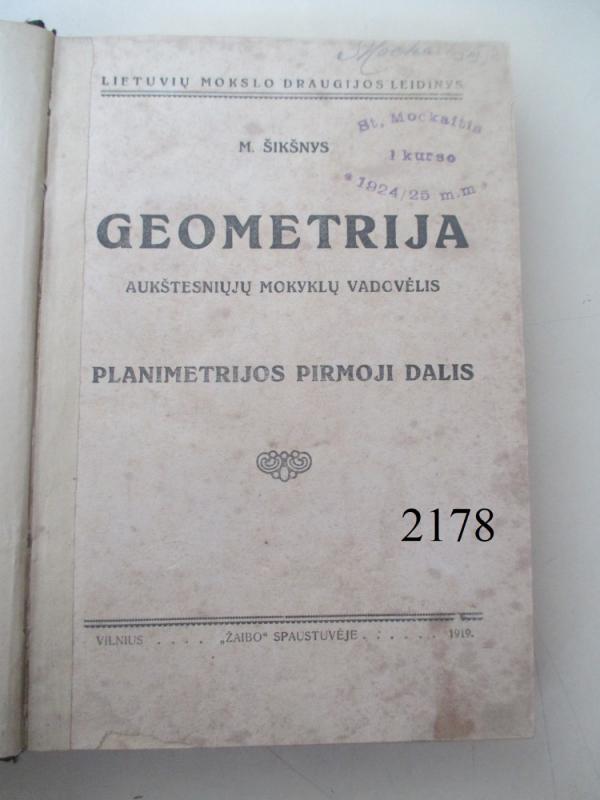 Geometrija - planimetrijos pirmoji dalis - M. Šikšnys, knyga 2