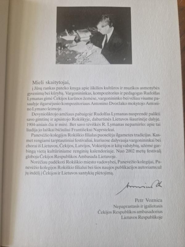 Čekų muzikas, pedagogas, vargonininkas Rudolfas Lymanas - St. Juškienė, knyga 3