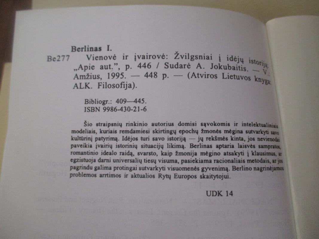 Vienovė ir įvairovė: Žvilgsniai į idėjų istoriją - Isaiah Berlin, knyga 5