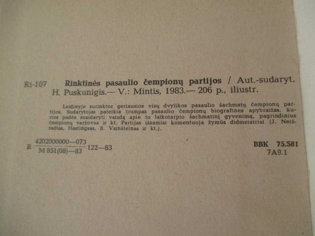 Rinktinės pasaulio čempionų partijos - Henrikas Puskunigis, knyga 5