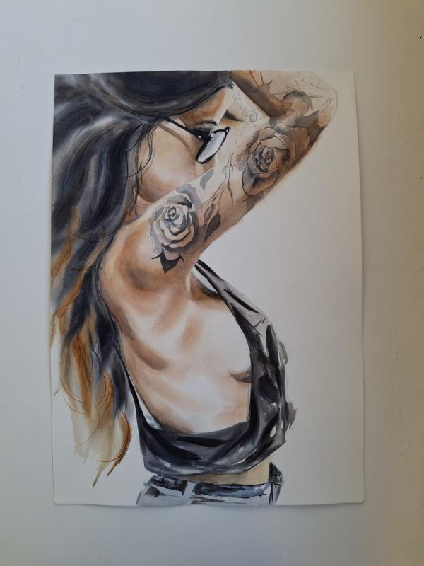 Mergina (akvarelė, A3 formatas) - , namai ir interjeras 3