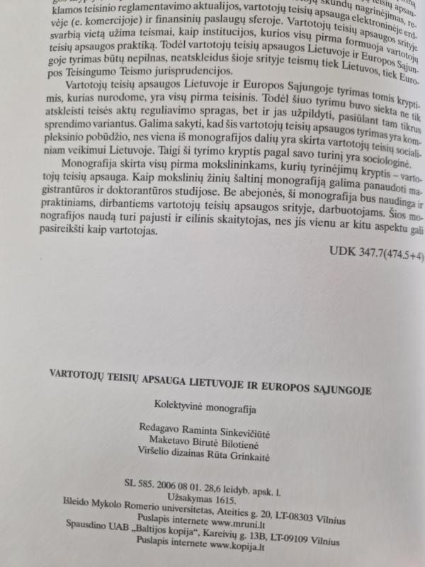 Vartotojų teisių apsauga Lietuvoje ir Europos Sąjungoje - Katuoka Saulius ir kiti, knyga 5