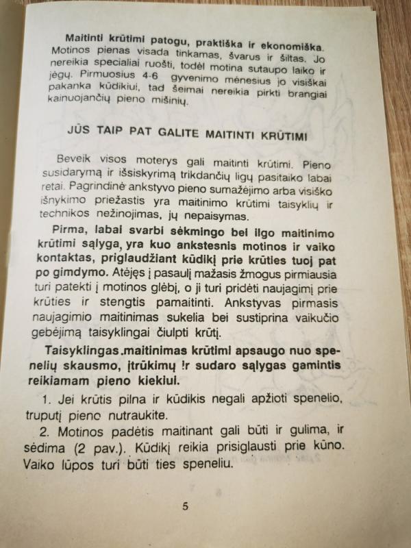 Maitinimas krūtimi - Lietuvos Respublikos sveikatos apsaugos ministerija , knyga 5