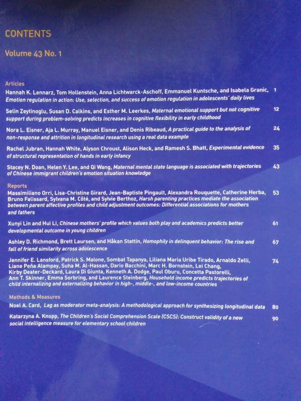 International  journal of behavioral development 2019 january Volume 43 - Brett Laursen, knyga 3