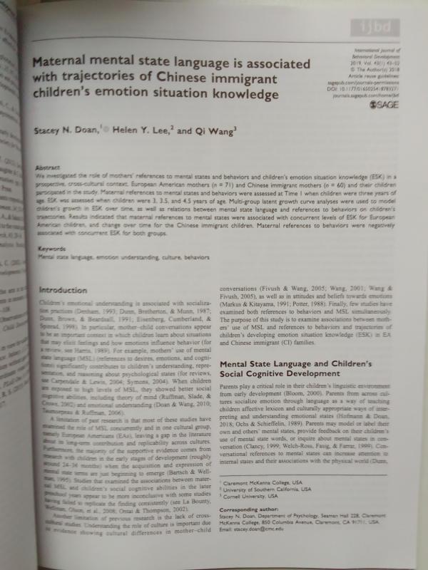 International  journal of behavioral development 2019 january Volume 43 - Brett Laursen, knyga 4