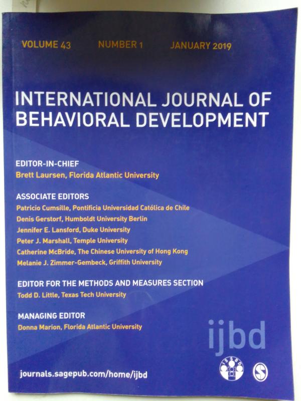 International  journal of behavioral development 2019 january Volume 43 - Brett Laursen, knyga 2