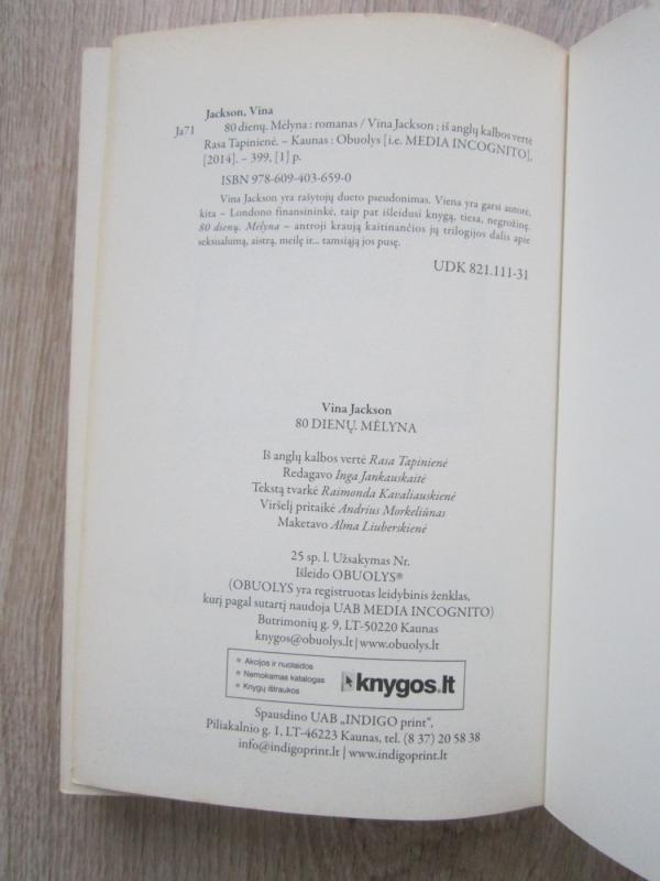 80 dienų. Mėlyna - Vina Jackson, knyga 5